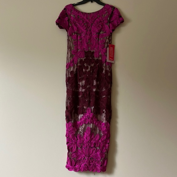 J.S. Collections Soutache embroidered overlay midi dress in Magenta/Cabernet - Picture 3 of 8